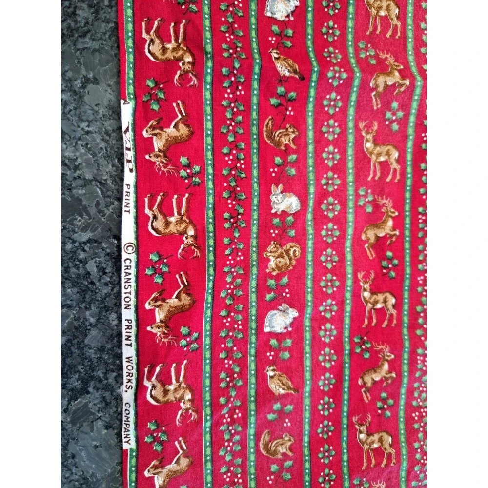 VTG VIP Cranston Print Works Cotton Christmas Fabric 4 Different Pieces FLAWS